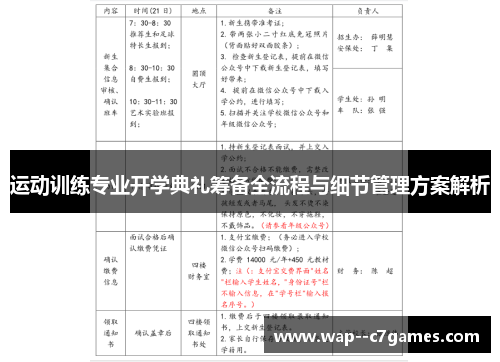 运动训练专业开学典礼筹备全流程与细节管理方案解析
